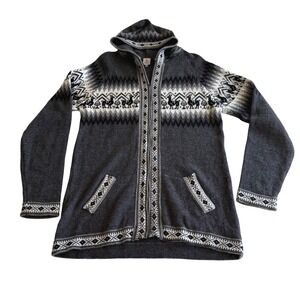 Alpaca Warehouse Full Zip Hooded Cardigan Sweater Jacket Charcoal Gray XL